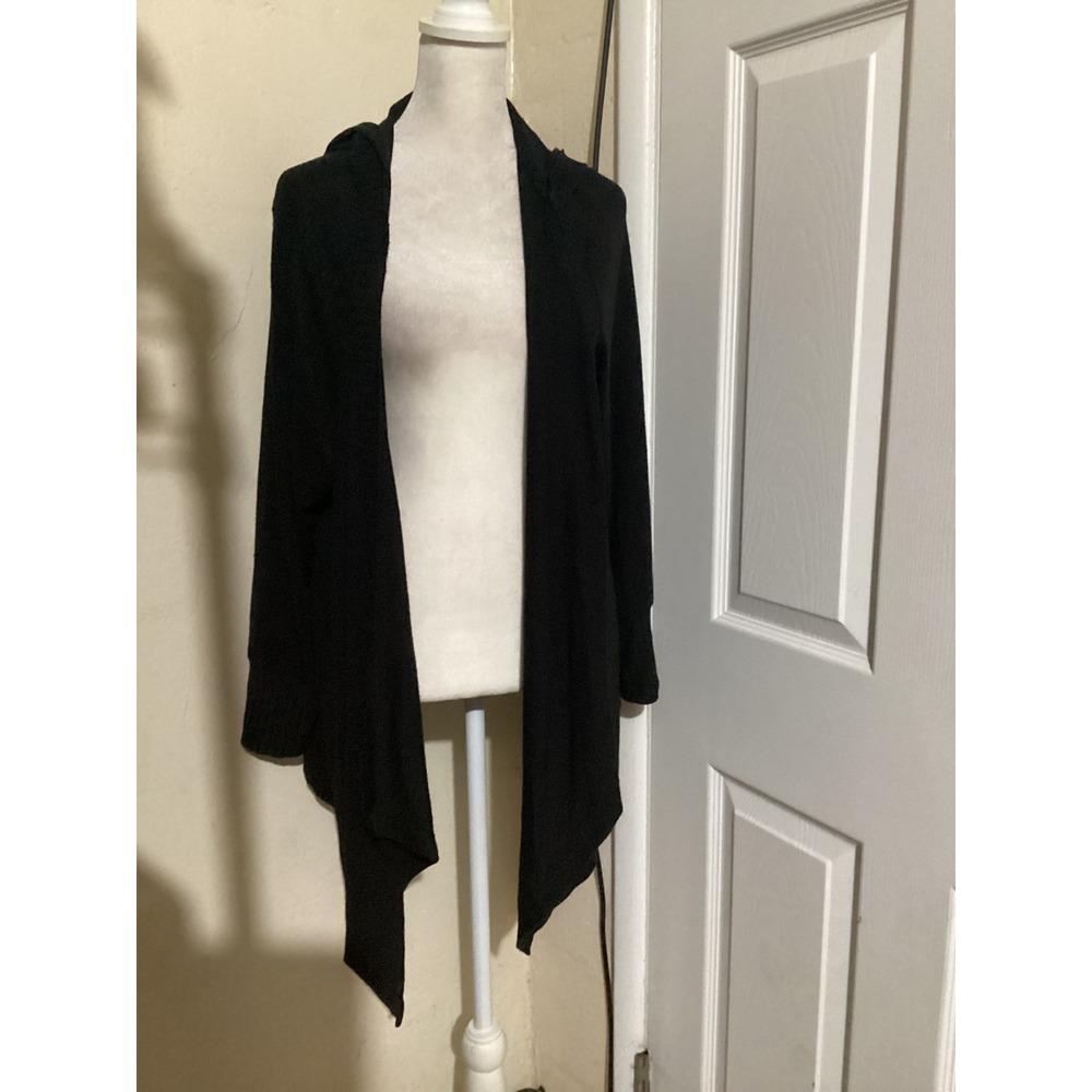 Torrid Super Soft Plush Black Hooded Open Front Cardigan Sweater Plus Size 2 2X